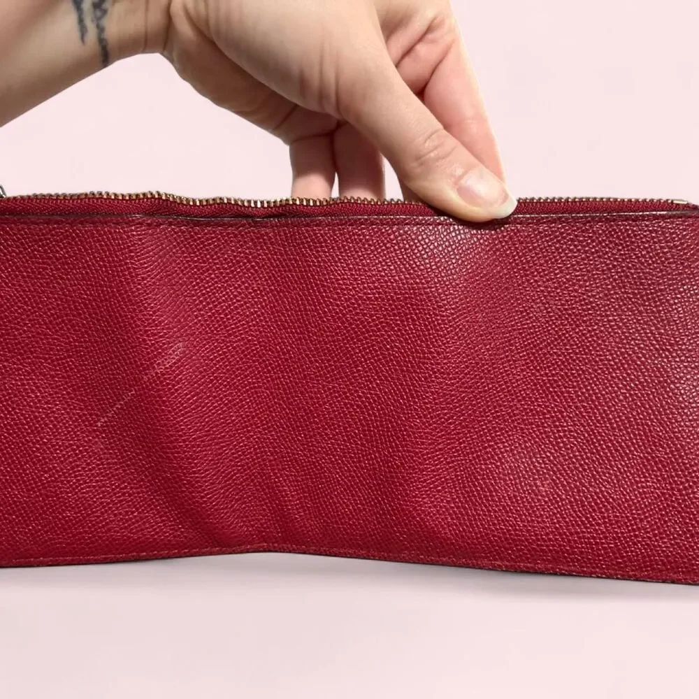Coach Red Crossgrain Leather Wallet